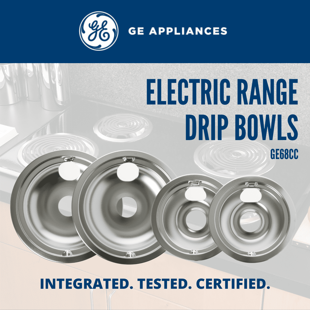 GE Appliances Drip Pans, Chrome, Stainless Steel, for Electric Ranges, 4-Pack