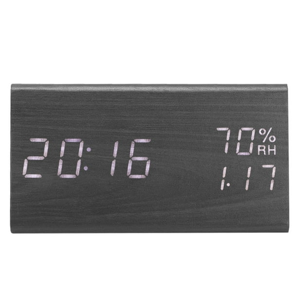 Reloj despertador digital de madera NikouMX pequeño color Veta de madera oscura