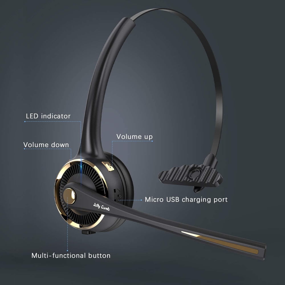Trucker Bluetooth Headset, Wireless Headset with Microphone, Wireless Cell Phone Headphones with