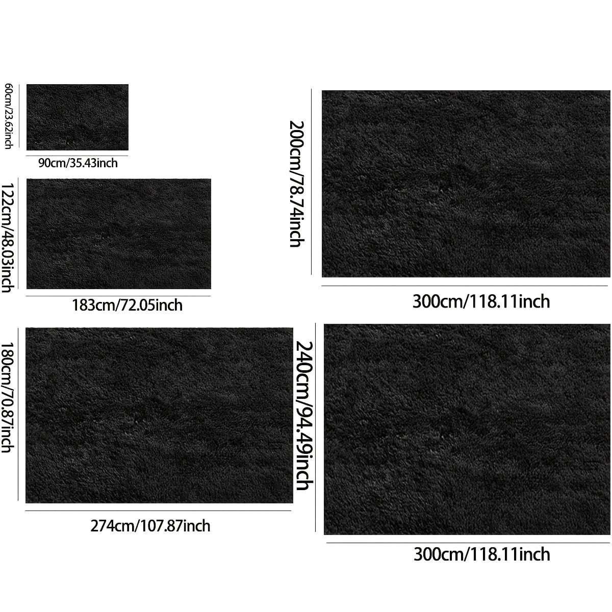 Area Rugs for Living Room Bedroom, 5ft x 8ft Soft Fluffy Shag Indoor Floor Carpet for Living Room Bedroom Dining Room Office Home Decor, Black