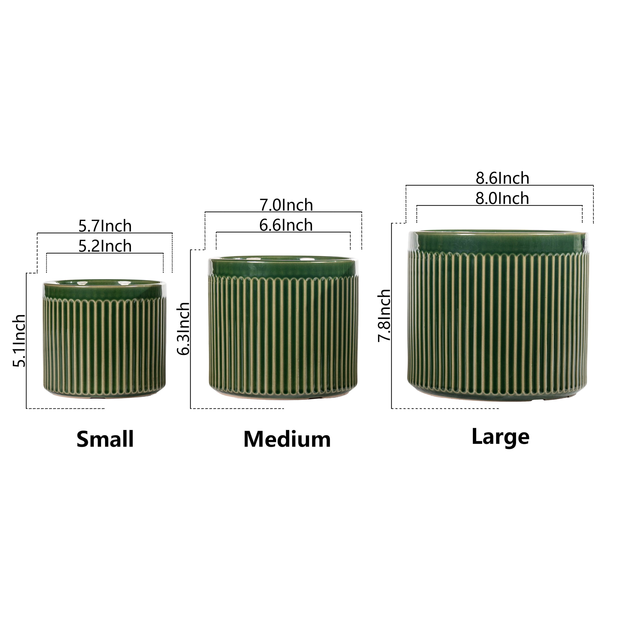 UMIAMOY Modern Cylinder Set of 3 Ceramic Flower Pots,5.7+7.0+8.6 inch Plant Pots with Drainage Holes and Saucer,Indoor Outdoor Planters for Home Patio Garden Decoration