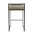 thumbnail image 5 of Fuji Contemporary Stackable Counter Stool In Black With Brown Cowboy Fabric Cushion - Set Of 2, 5 of 7