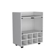 thumbnail image 6 of Kitchen Carts, St Andrews Bar Cart with Built-In 8-Bottle Rack, Double Glass Door Cabinet, and Aluminum-Edged Top Surface, White Kitchen Islands,Engineered Wood Metal Kitchen Carts, 6 of 7