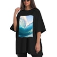 thumbnail image 4 of Plus Size Shirt for Women Black Tops for Women Short Sleeves Shirt for Women Wave 2 T Shirt Crewneck Shirt for Women 5XL, 4 of 5