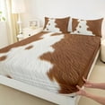 thumbnail image 3 of Feelyou Rustic Cow Print Queen Sheet Sets, Farmhouse Fashion Flat Sheet, Teen Child Kid Adult Queen Fitted Sheet, Super Cozy Room Decor, 4pcs, 3 of 7