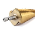 thumbnail image 2 of Change HSS Juego de 3 brocas escalonadas ranuradas en espiral con revestimiento de titanio, 4 piezas, ideal para metal, acero inoxidable, aluminio y madera, 2 of 5