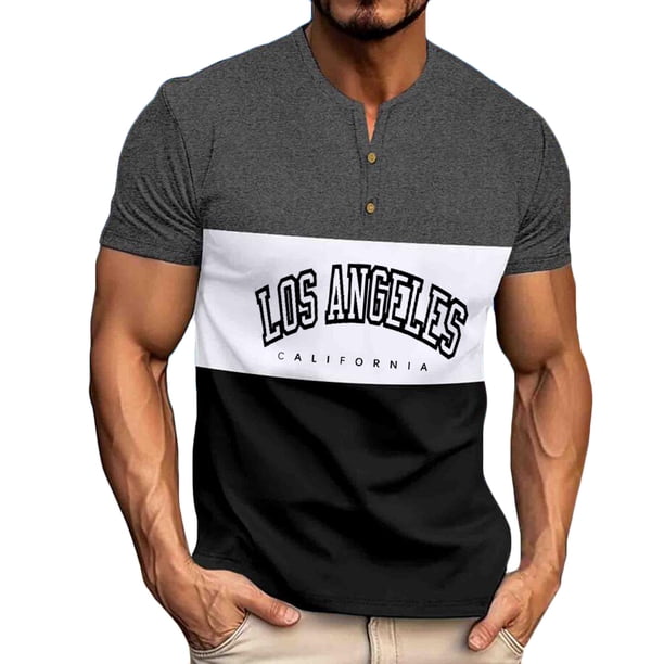 Mens Casual Pantalones Cortos Cuello Redondo Patchwork Suéter Blusa de Fitness, Camisetas para Hombre