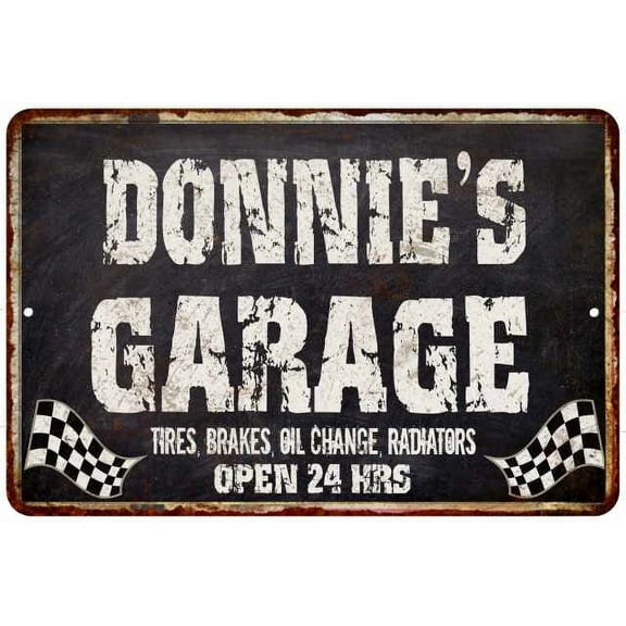 DONNIE'S Garage Black Grunge Sign 8x12 Decor Gift 208120005268