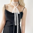 thumbnail image 2 of YooGuoGuo 2Pcs Lace Solid Color Narrow Scarf Skinny for Women Satin Scarf Belts Sash Necktie Neck Scarf Choker, 2 of 6