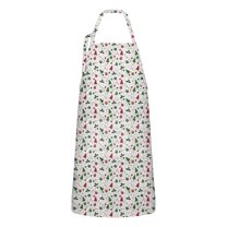 White Christmas Tree and Ornament Apron-Garden Aprons for Women with Pockets-Cotton Linen Waterproof Kitchen Cooking Gardening Aprons Adjustable for Kitchen,Cooking,BBQ and Salon 32"x27"