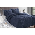 thumbnail image 6 of Swift Home Bedding Comforter Sets, Ultra Soft Cozy 3-Piece Pinch Pleat Decorative Pintuck Comforter Sets - Indigo, Full/Queen, 6 of 10