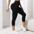 thumbnail image 6 of felwors Women's Capri Textured Leggings High Waist Tummy Control Yoga Pants Navy for Size L, 6 of 7