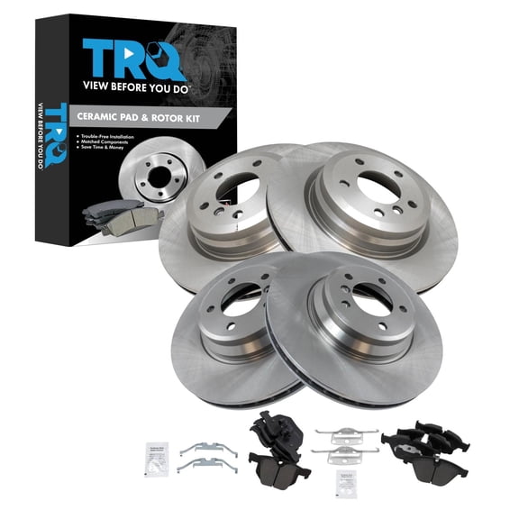 TRQ Front & Rear Brake Pad & Rotor Kit Ceramic Fits 2009-2011 BMW 335d 2007-2010 335i 2009-2010 335i xDrive 2008 335xi