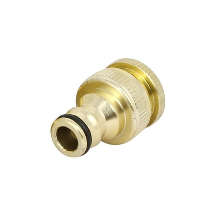 Hose Faucet Adapter Unique BargainsAluminum Brass Plated Threaded Faucet Tap Adapter Hose Quick Connector ()