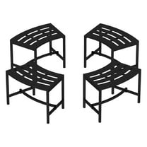 Metal Curved Set of 4, Outdoor Seating, Steel Backless Outside for Garden, Patio, Porch, Backyard, Plant Stand, Heavy Duty Plant Holder, Style 2, Black Style 02