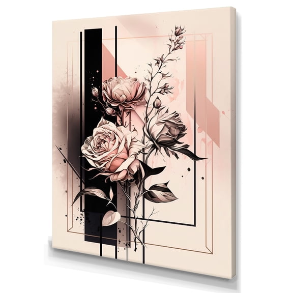 Designart Hyperrealistic Minimalism Abstract Roses II Canvas Wall Art