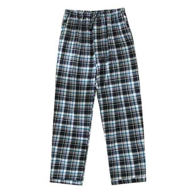 Grianlook Men Sleepwear Plaid Pajama Pants Elastic Waist Pj Bottoms