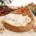 thumbnail image 4 of Nebwoak Christmas Reindeer Pet Bed - Winter Warm Semi-Enclosed, Washable Wool Bed with Non-Slip Base for Small Cats/Dogs, 17.72x17.72in, 4 of 6