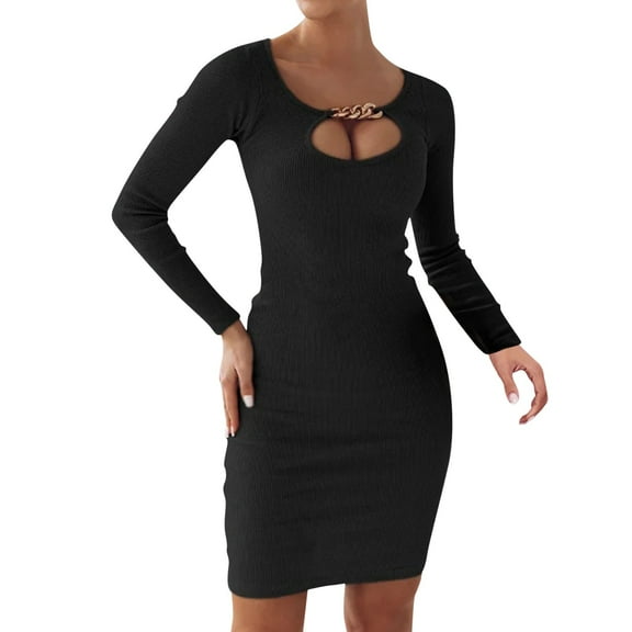 Sngxgn Women's Summer Long Sleeve Dress Crewneck Lace Flowy Tiered Midi Dresses(Black,XL)