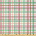 thumbnail image 2 of Ambesonne Abstract Fabric by the Yard Microfiber, Pastel Color Checkered, 10 Yards, Mint Salmon Pale Pink, 2 of 2