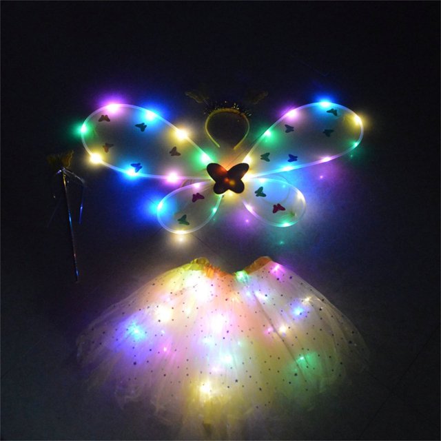 Xihbxyly Accesorios de Ángel Asistente, Accesorios de Actuación con Luces Led, Diseño Plegable, Correas Elásticas para Los Hombros, Accesorios para Cosplay y Fotografía, Efecto Degradado Mágico, Fies
