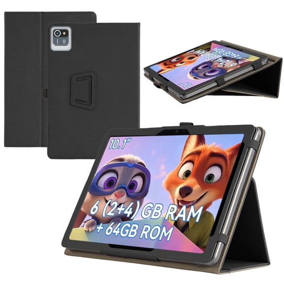 【RUIXH】For AEE ZO / FITIFUN / Baken 10.1-inch Kids Tablet Case AEE ZO G13 Android 15 Tablet Case Premium PU Leather Lightweight and Portable Built-in Stand and Pen Slot Design With Wrist Strap(Black)