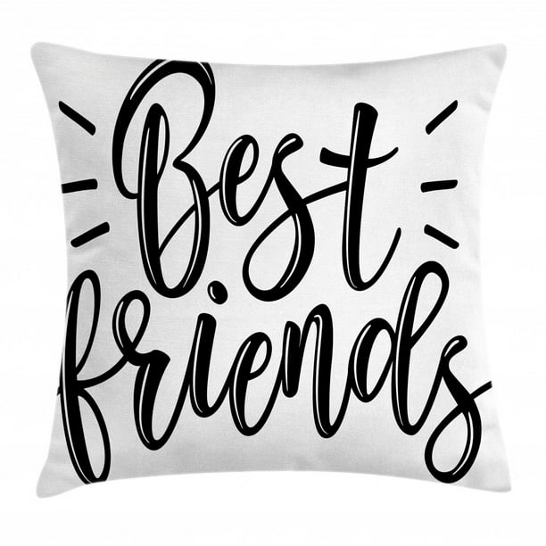Best Friend Throw Pillow Cushion Cover, Best Friends Cute Monochrome Cursive Lettering