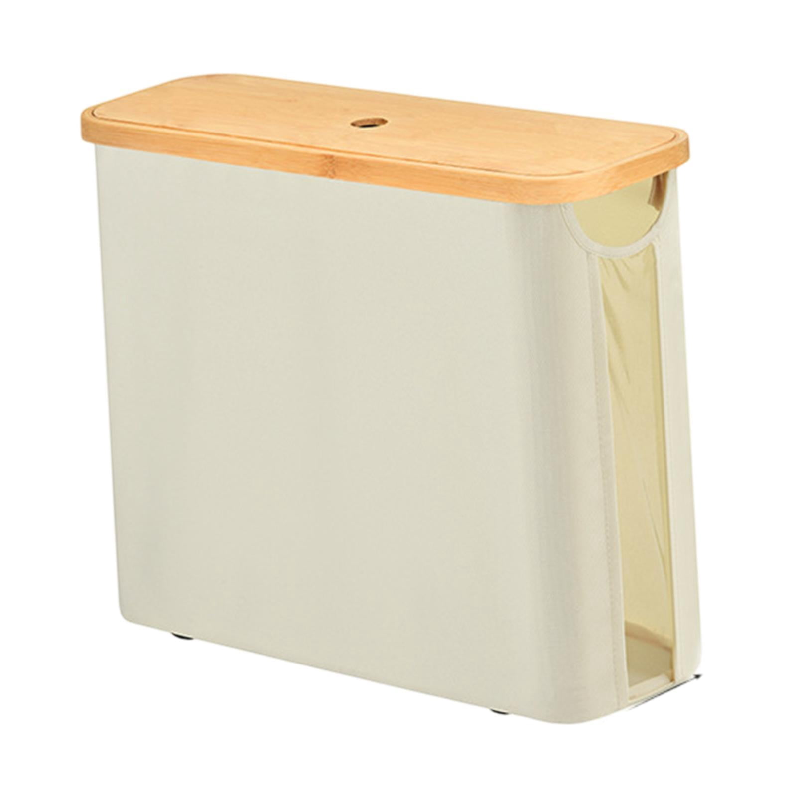 Fiocias Toilet Paper Holder Multifunctional Accessories Container with Bamboo Lid Toilet Beige