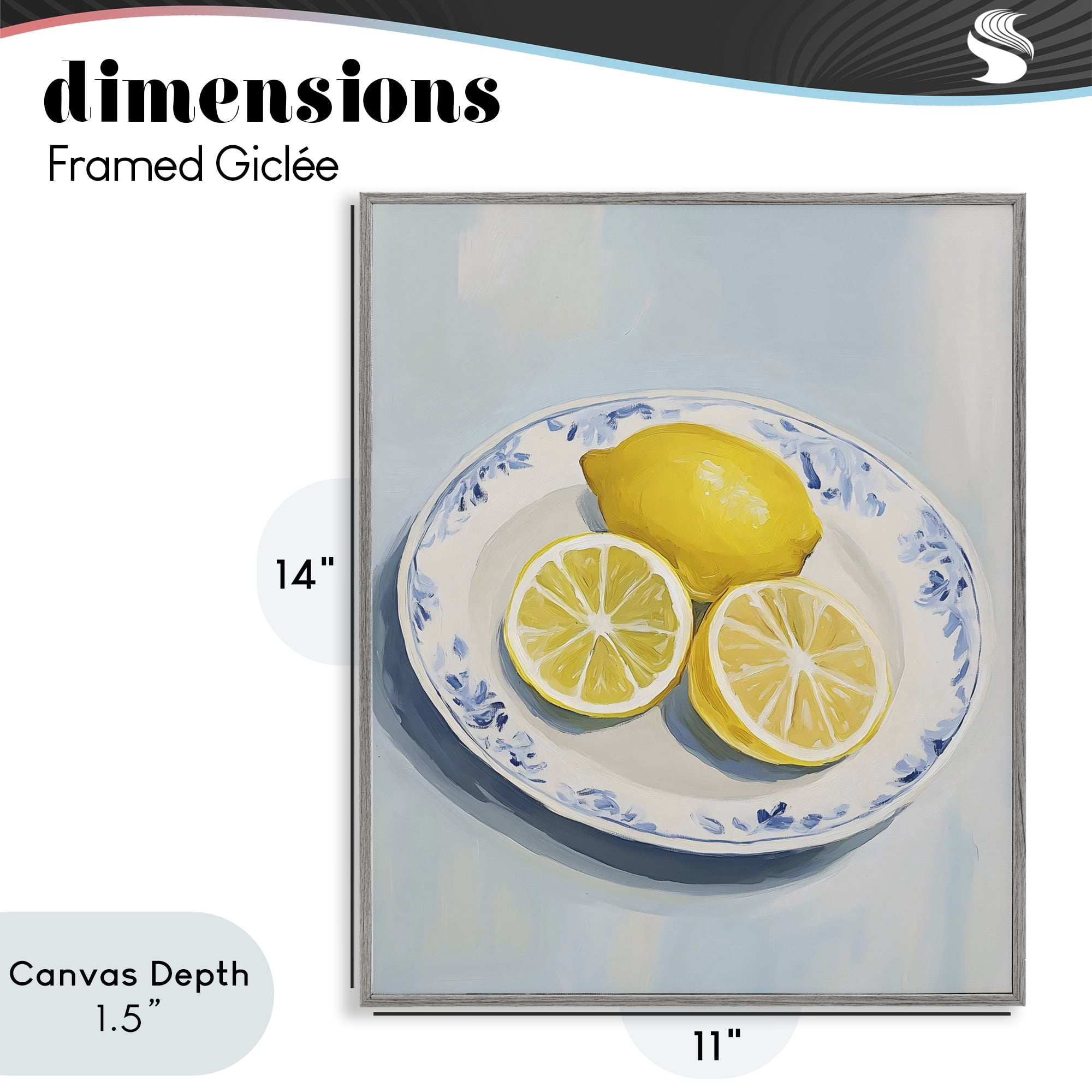Stupell Industries Plate of Juicy Lemons Gray Framed Giclee Art, design by The Prints Vibe