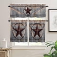 thumbnail image 3 of Kitchen Curtains and Valances Set, 3 Pieces Rod Pocket Tier Curtains Farm Country Star on Wooden Door Small Window Valance Sets Treatment Drapes Rural Wood Barn, 3 of 6