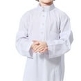 thumbnail image 4 of Zhuashum Onesies 13-14 Years Arabic Thobe Thobe Long Sleeve Crew Robe National Embroidered Robe Set Cute Playsuit White, 4 of 6