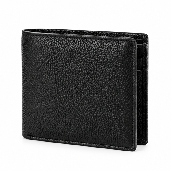 Rasutakshvi - Men's Genuine Leather Black Bi-Fold Wallet – Slim Design with Multiple Card Slots, Cash Compartment & ID Window
