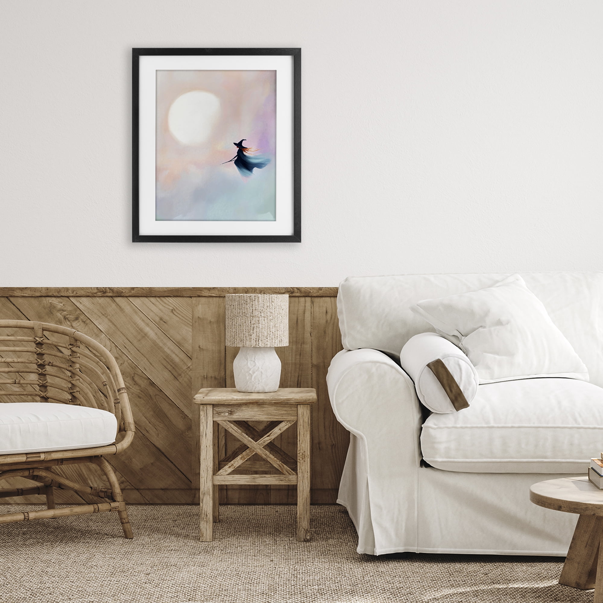 Stupell Industries Witch Flying at Sunset Black Framed Print Under Glass, design by The Prints Vibe