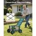 thumbnail image 2 of VEVOR Rolling Garden Cart with Seat, Metal Rolling Garden Work Seat with Wheels, Supports up to 400 LBS, Heavy Duty Gardening Cart Scooter, Outdoor Wagon & Stool on Wheels for Lawn, Patio, Backyard, 2 of 9