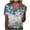 Blue, variant on Lolmot Women's T-Shirts Fashion Casual V-Neck Short Sleeve Floral Printing Button Loose Top Blouse Shirts