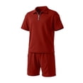 thumbnail image 6 of Dresfit Mens Quarter Zip Shirt and Shorts Set Collared Polo Shirts Shorts 2 Piece Outfits Summer 2026 Breathable Waffle Knit Tracksuit XL, 6 of 6