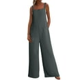 thumbnail image 3 of Htigea Women's Casual Loose Overalls Jumpsuits One Piece Sleeveless Wide Leg Long Pant Rompers With Pockets Fall Savings Gray 2XL, 3 of 7