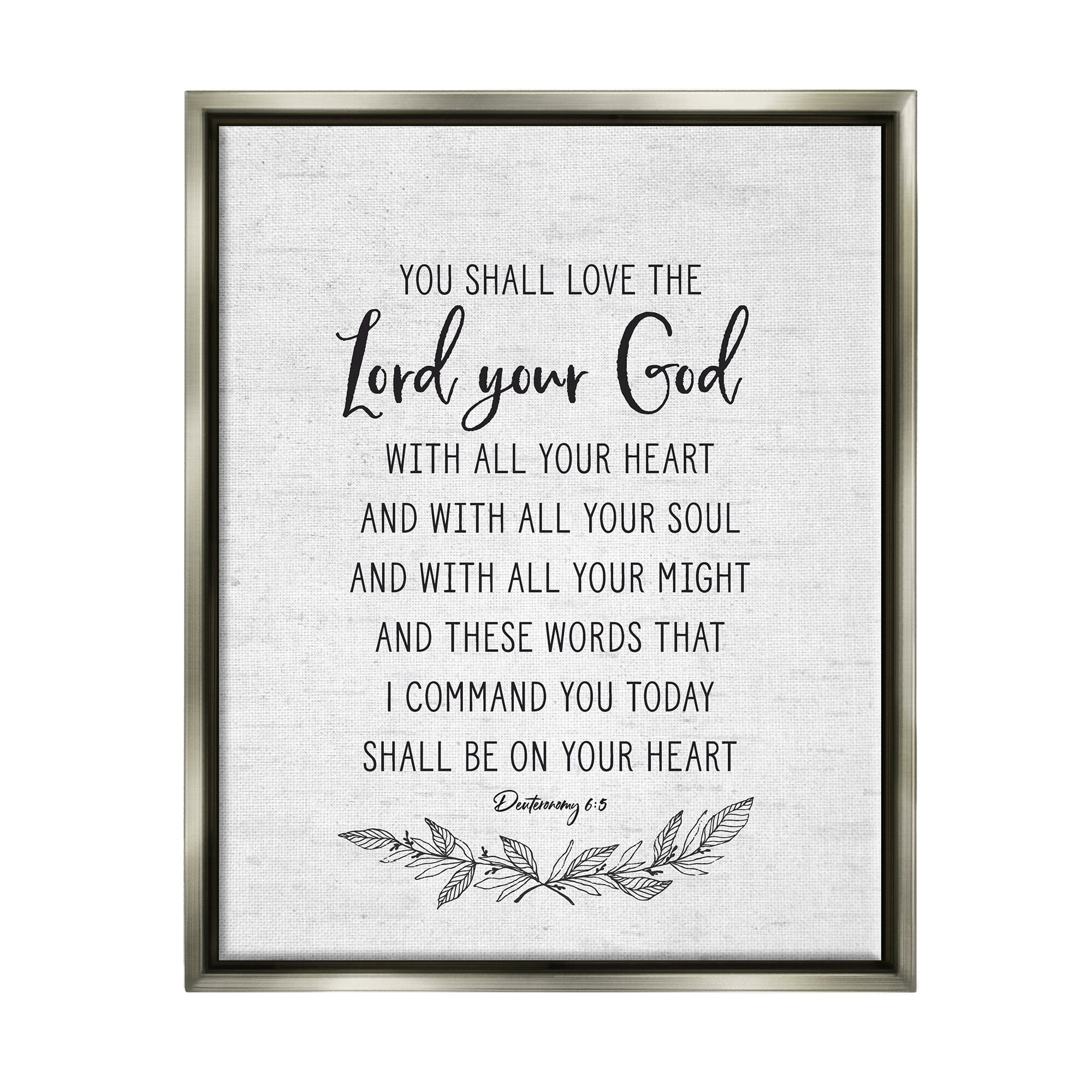 Stupell Industries Rustic Religious Scripture Verse White Grain Pattern Graphic Art Luster Gray Floating Framed Canvas Print Wall Art, Design by Lettered and Lined