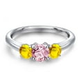 thumbnail image 3 of Gem Stone King 925 Sterling Silver Pink Lab Grown Diamond and Yellow Sapphire Engagement Ring for Women | 1.22 Cttw | Round 5MM | Gemstone April Birthstone | Size 6, 3 of 6