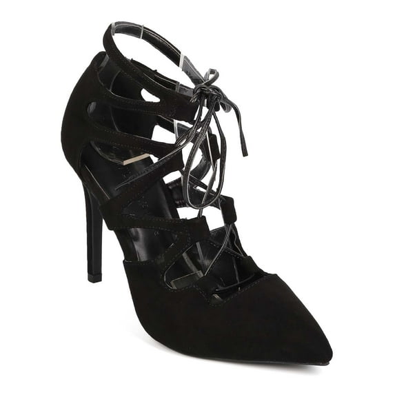 New Women Wild Diva Akira-63 Suede Pointy Toe Gilly Tie Gladiator Pump Size