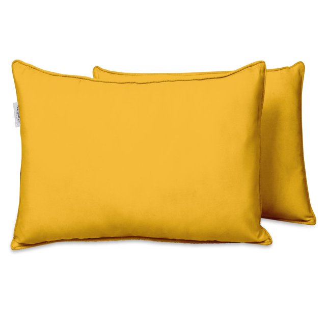 SNNROO Indoor/Outdoor Polyester Fabric Lumbar Pillow Cover All-Weather Waterproof Rectangular Cushion Case for Patio Furniture 12” x 20”Set of 2-Yellow