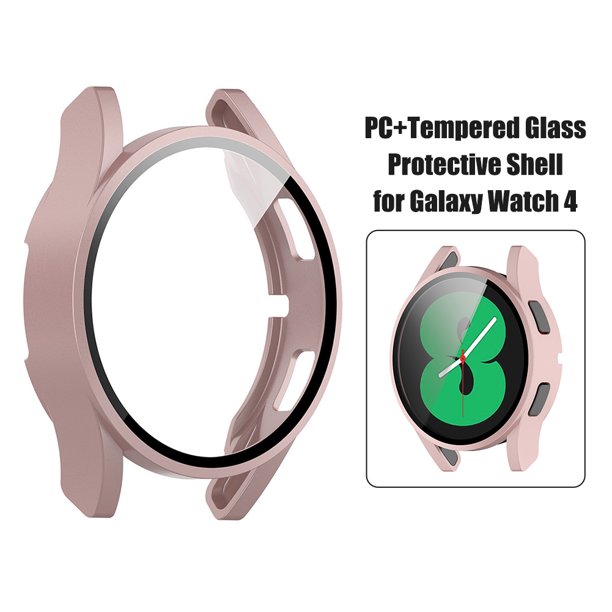 PC+Marco de reloj de vidrio templado para Samsung Galaxy Watch 4 40 mm (oro rosa)