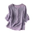 thumbnail image 4 of NMMUED Two Piece Sets for Women Summer Womens Linen Set Summer Lounge Sets for Women Pants Sets Women 2 Piece Outfits Travel Outfits for Women, Purple M, 4 of 9