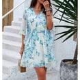thumbnail image 6 of YNIQUE Women's Fashion Casual Loose V-Neck Half-Sleeved Floral Print Dress, 6 of 7