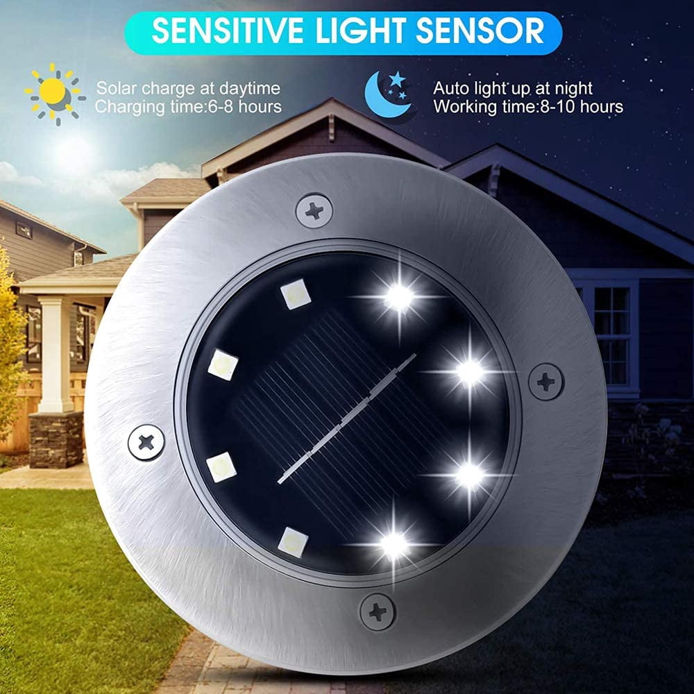 12 PACK Solar Garden Lights,Flat Solar Lights- 8 Led Solar Out light outdoor, Waterproof Garden Pathway Lights for Lawn Patio Pathway Yard Deck Walkway Flood Light