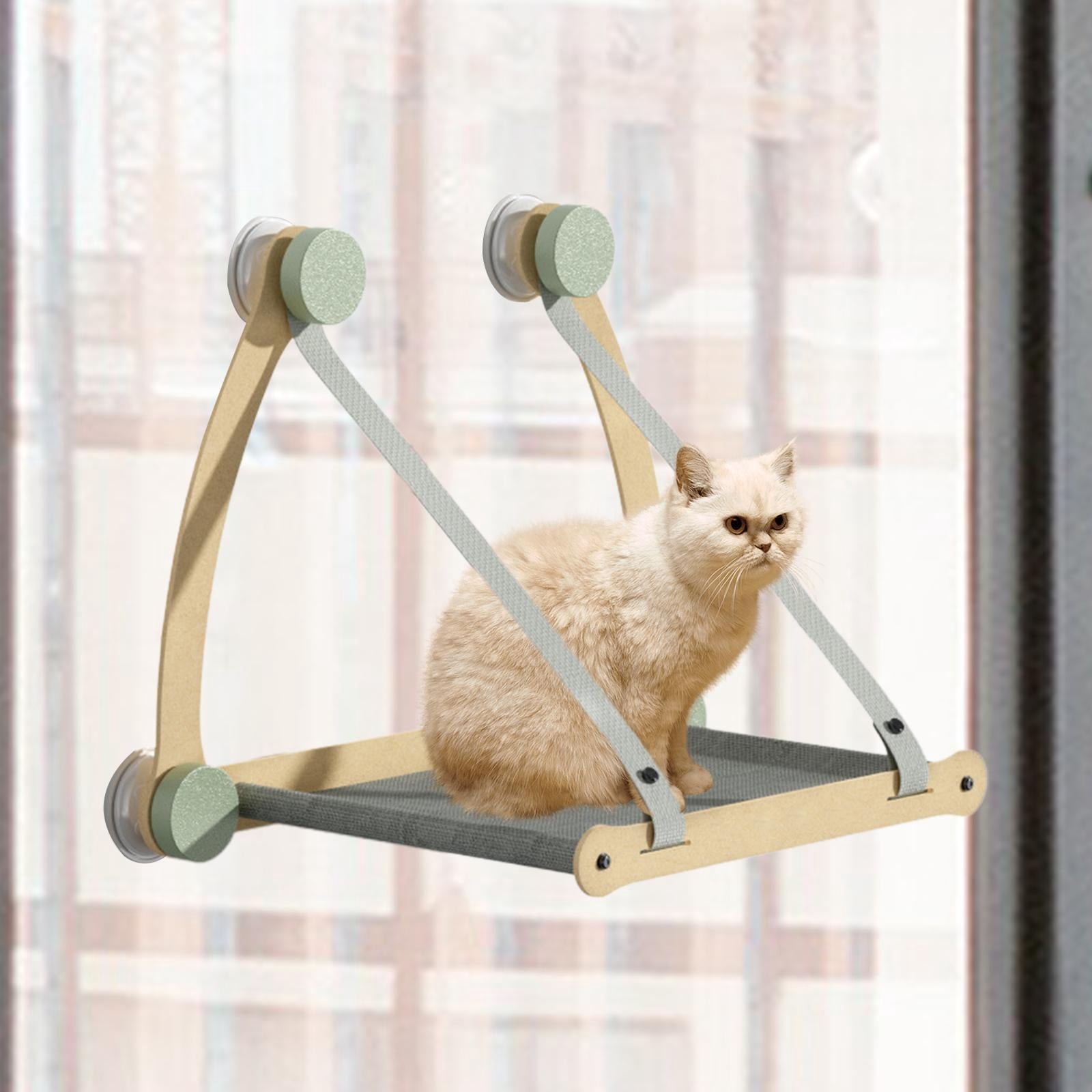Cat Window Perch with Strong Suction Cups Comfortable Easy to Install Space Saving Sturdy Hammock for Bedroom Wall Indoor Climbing Playing Grey