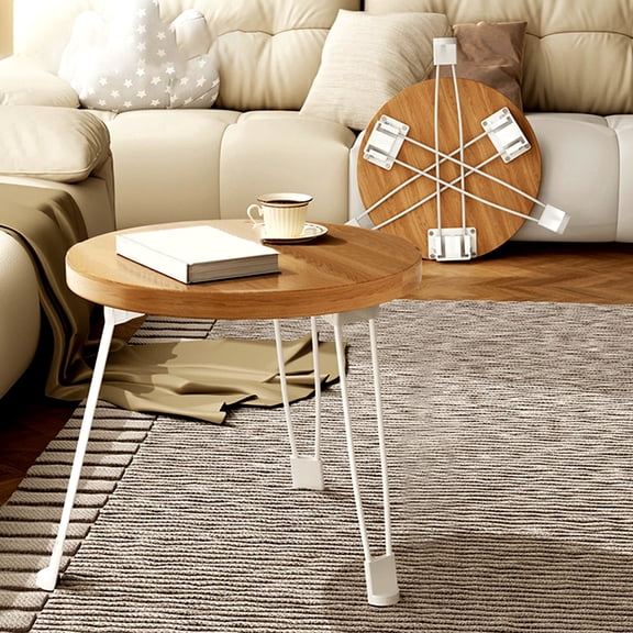 Bxaolu 11.8" Bar Height Folding Table, Wood Round Indoor Outdoor Accessory for Patio, Backyard, Dining Room, Folding Events Table Top, 220lb Weight Capacity - Khaki