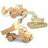 Puzzled Bulldozer, Excavator and Dump Truck Wooden 3D Puzzle Construction Kit