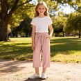thumbnail image 7 of Women's Wide Leg Capri Pants Lightweight Cotton Linen Adjustable Knot Waisted Work Casual Capris with Pockets (5 Years, Pink), 7 of 7