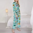 thumbnail image 5 of Wukai World Travel1 Print Women's Pajama Set - Soft Long Sleeve Sleepwear for Comfort and Style-Large, 5 of 9